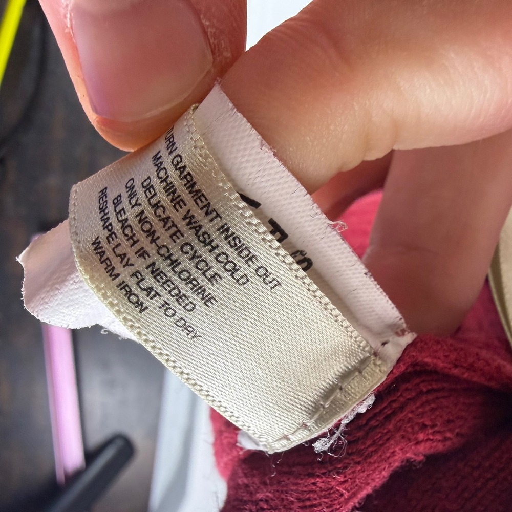 Cutter & Buck Men Red Ribbed Quarter Zip Long Sleeve Sweater Large Cotton - Picture 5 of 7